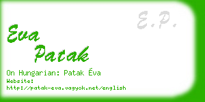 eva patak business card